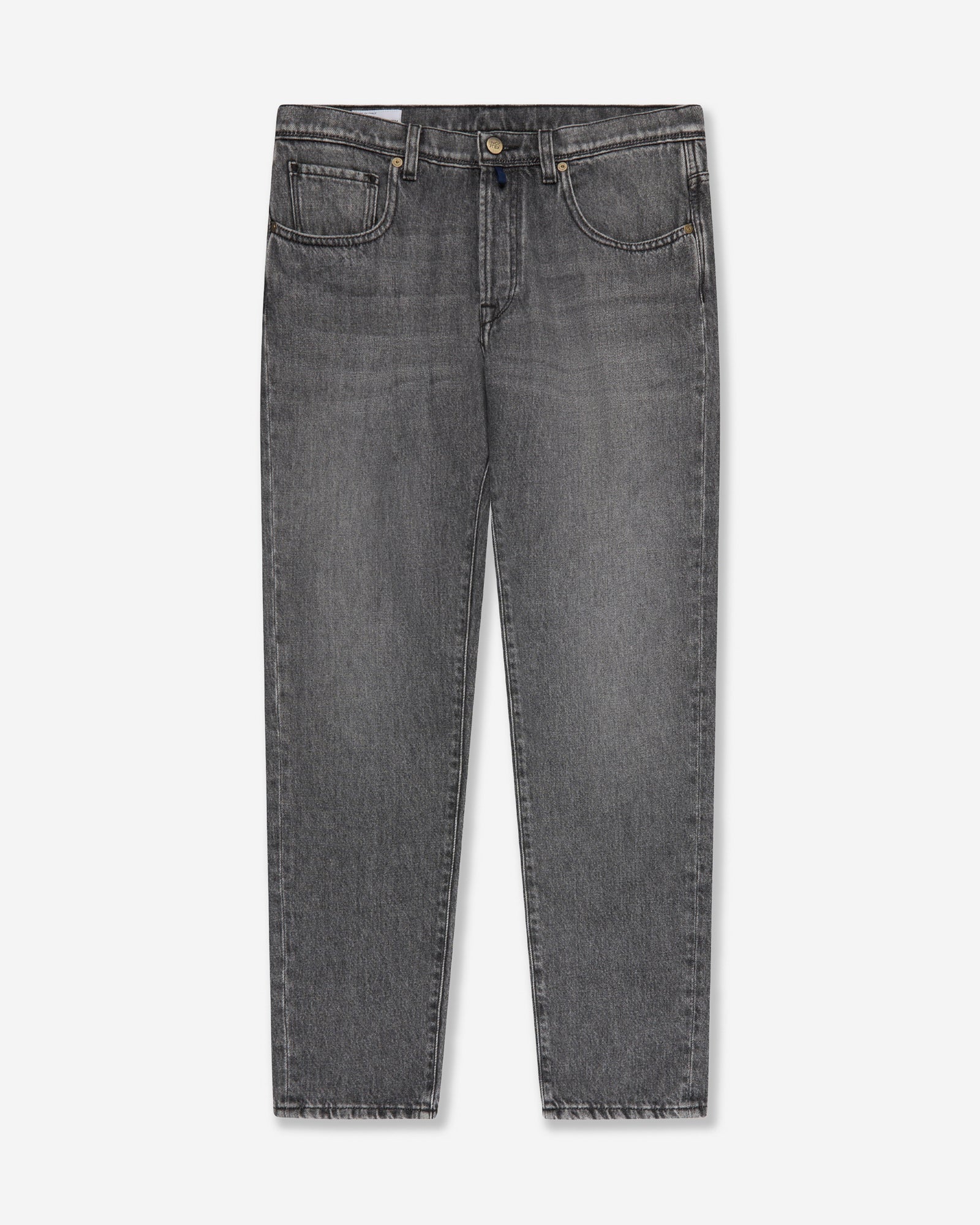 Tapered fit cotton five-pocket trousers