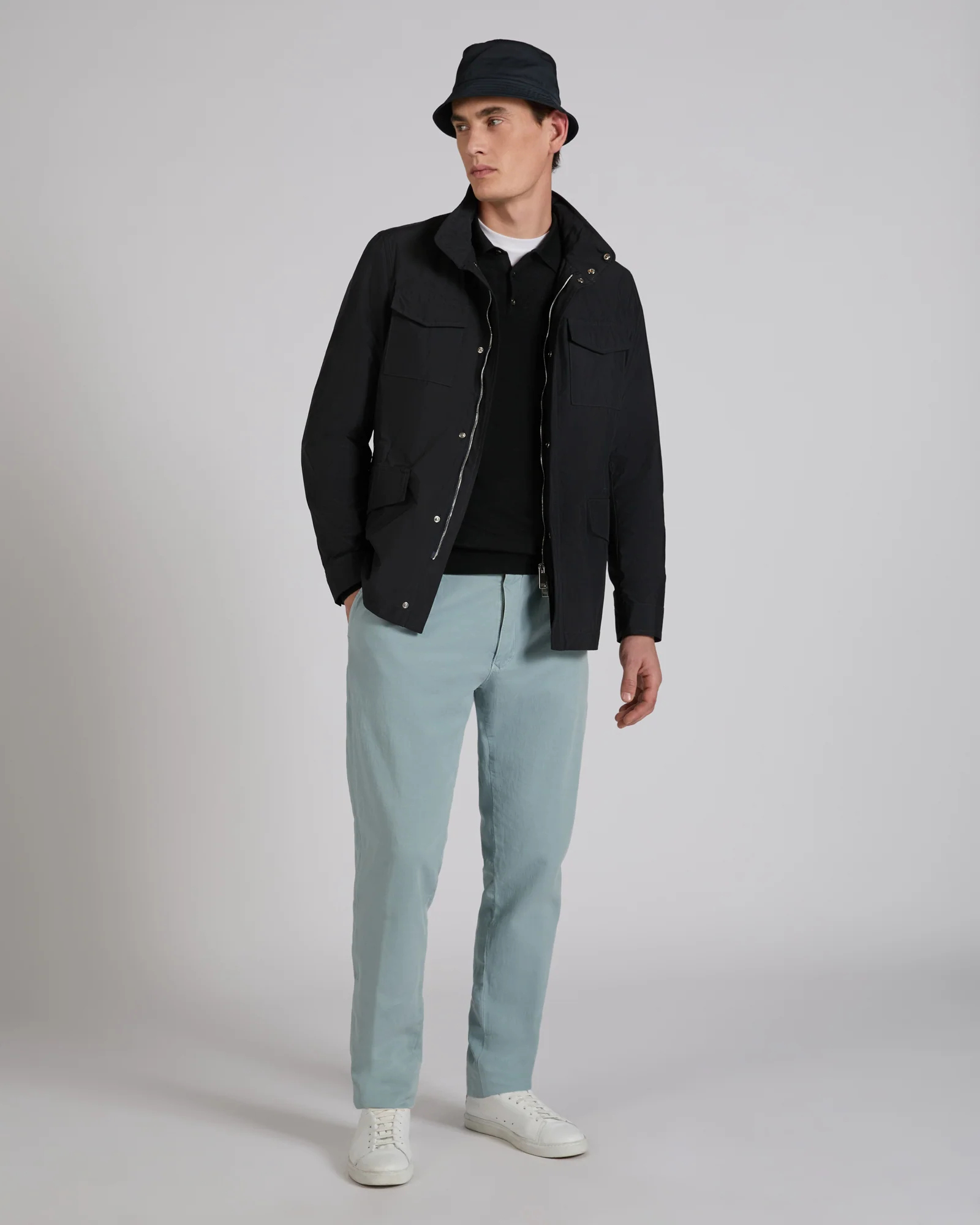 Tapered fit cotton trousers - Image 5
