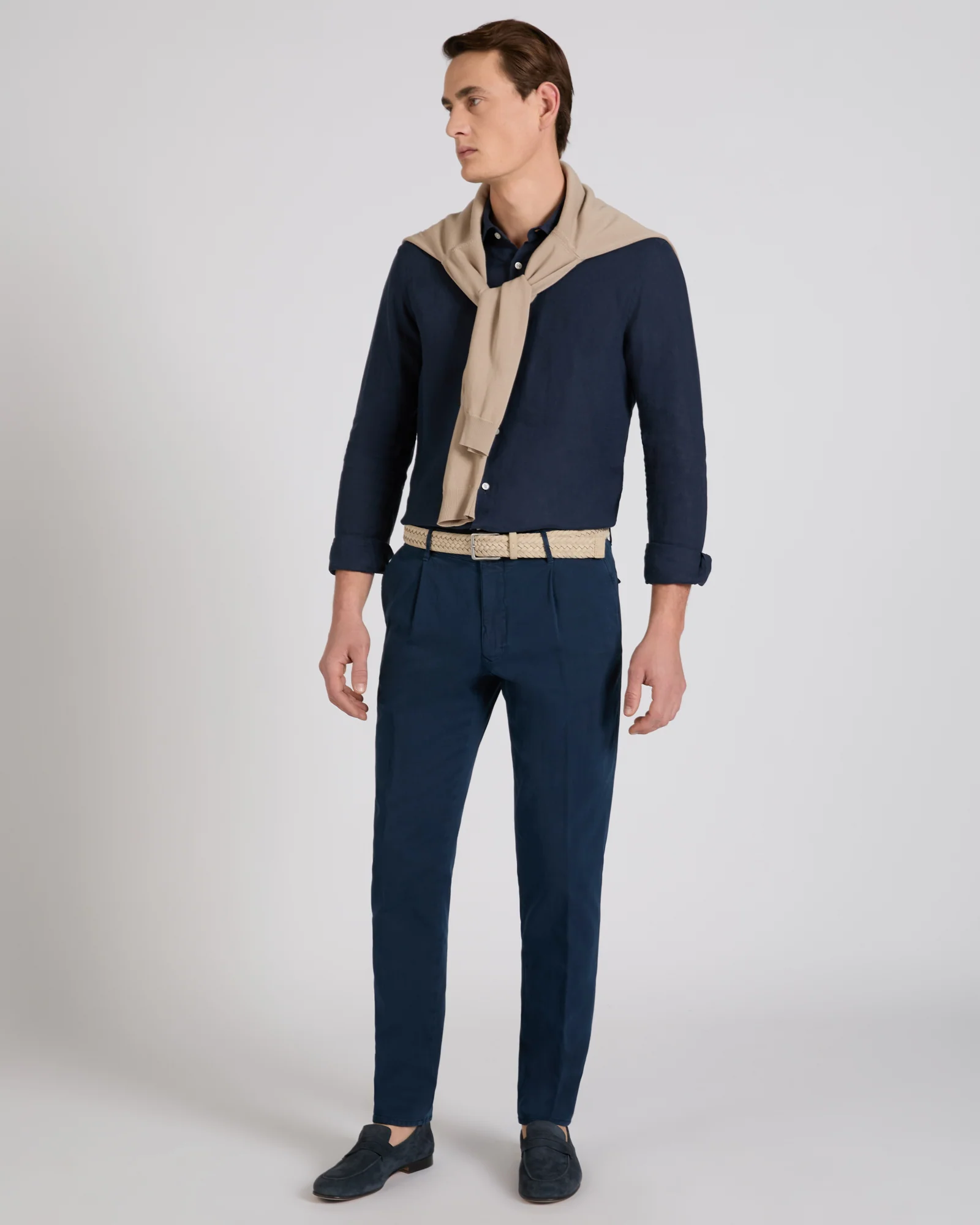 Tapered fit cotton trousers - Image 5