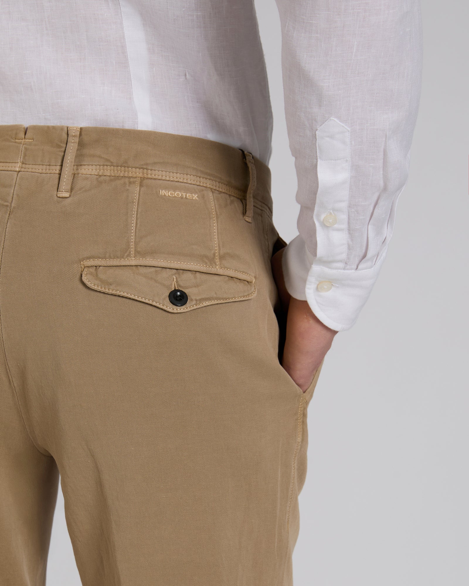 Tapered fit cotton trousers - Image 4
