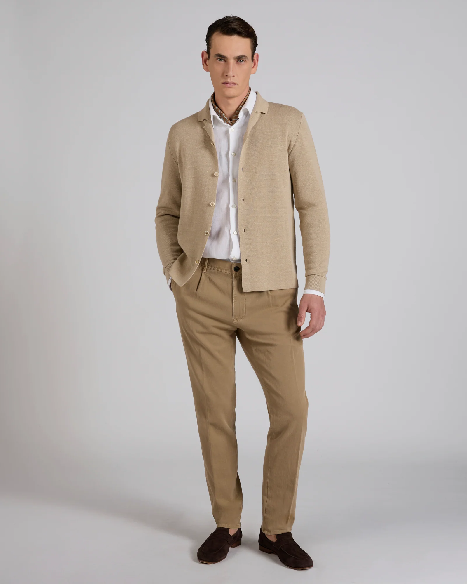 Tapered fit cotton trousers - Image 5