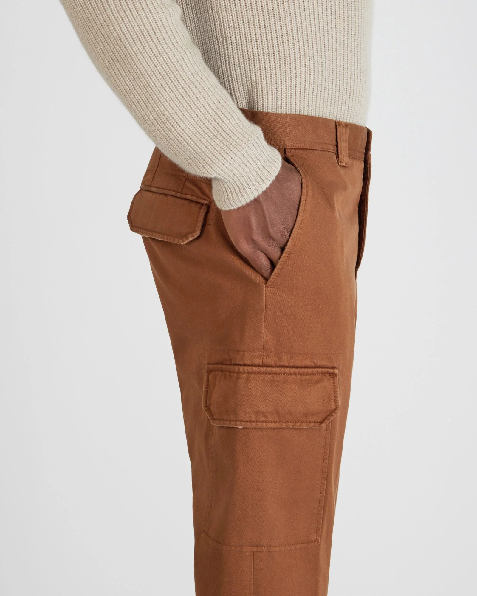 Tapered fit cotton cargo trousers - Image 4