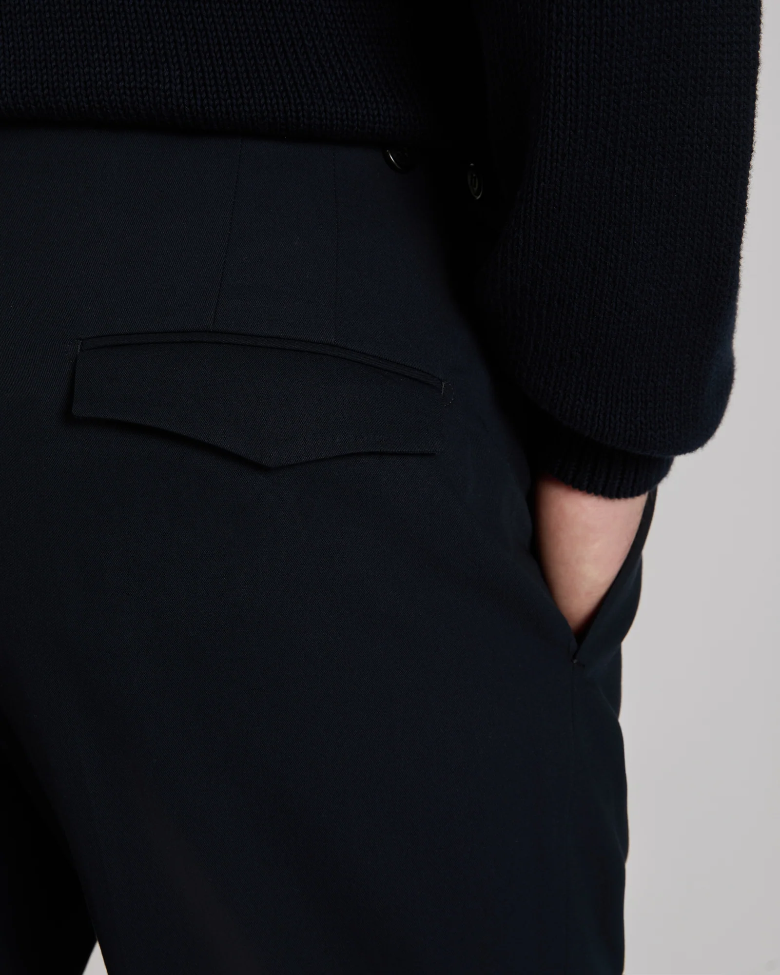 Tapered fit crepe cotton trousers - Image 4