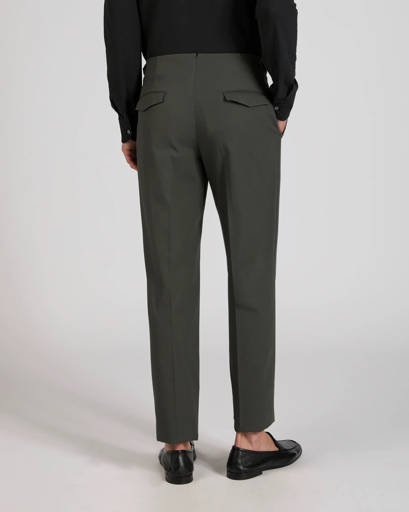 Tapered fit crepe cotton trousers - Image 3