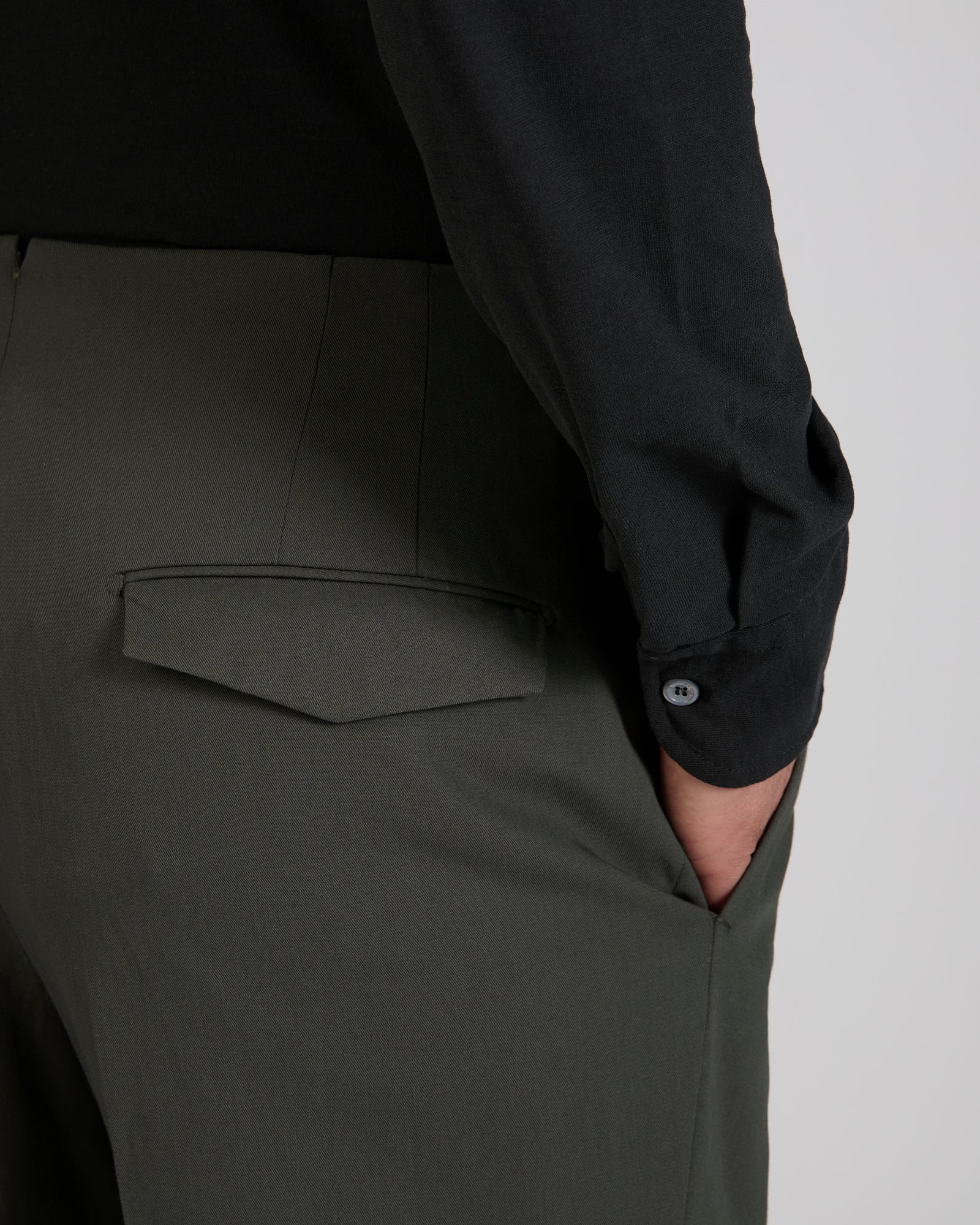 Tapered fit crepe cotton trousers - Image 4