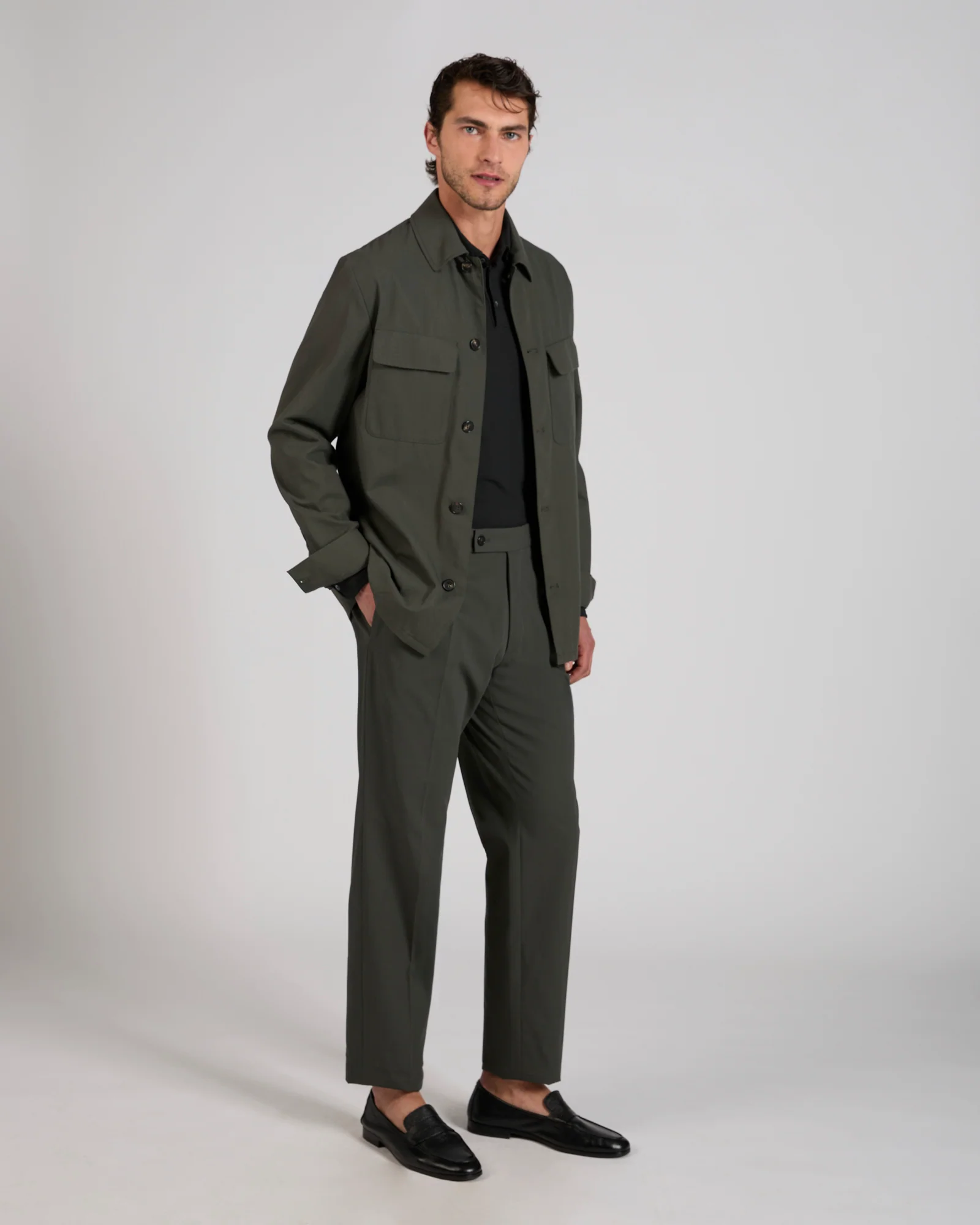Tapered fit crepe cotton trousers - Image 5
