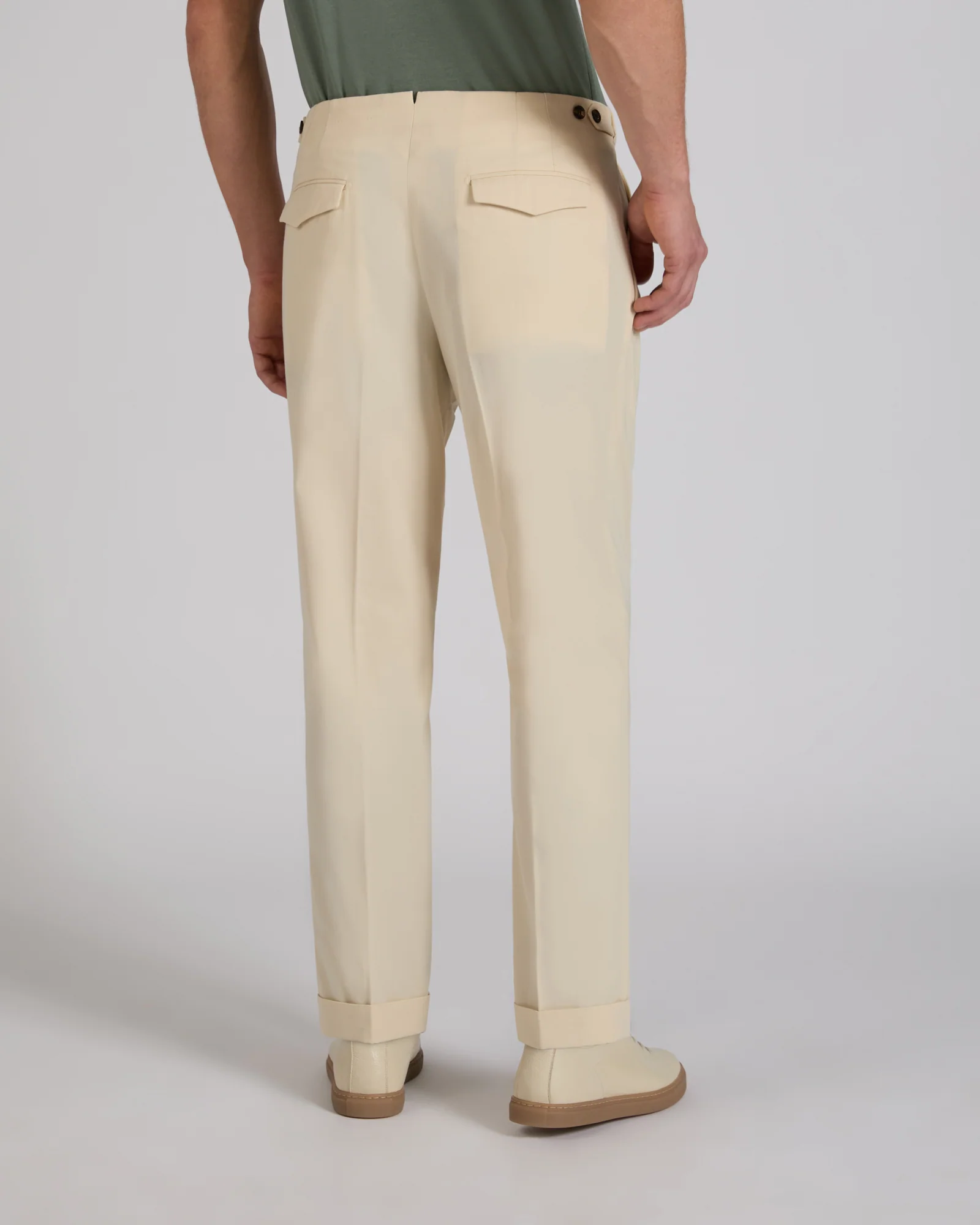 Tapered fit crepe cotton trousers - Image 3