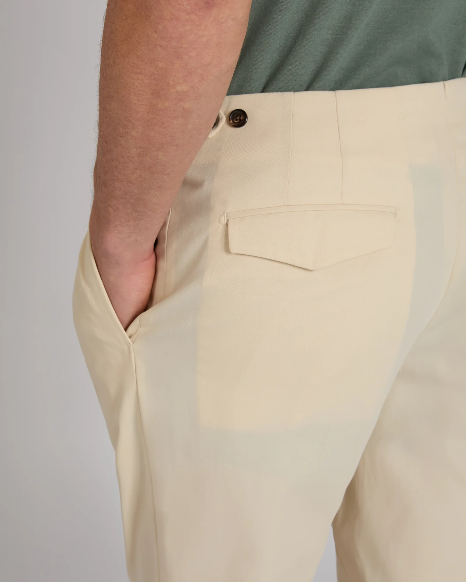 Tapered fit crepe cotton trousers - Image 4