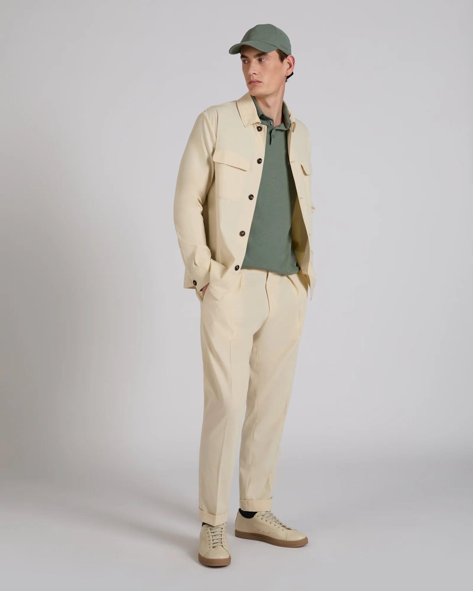 Tapered fit crepe cotton trousers - Image 5