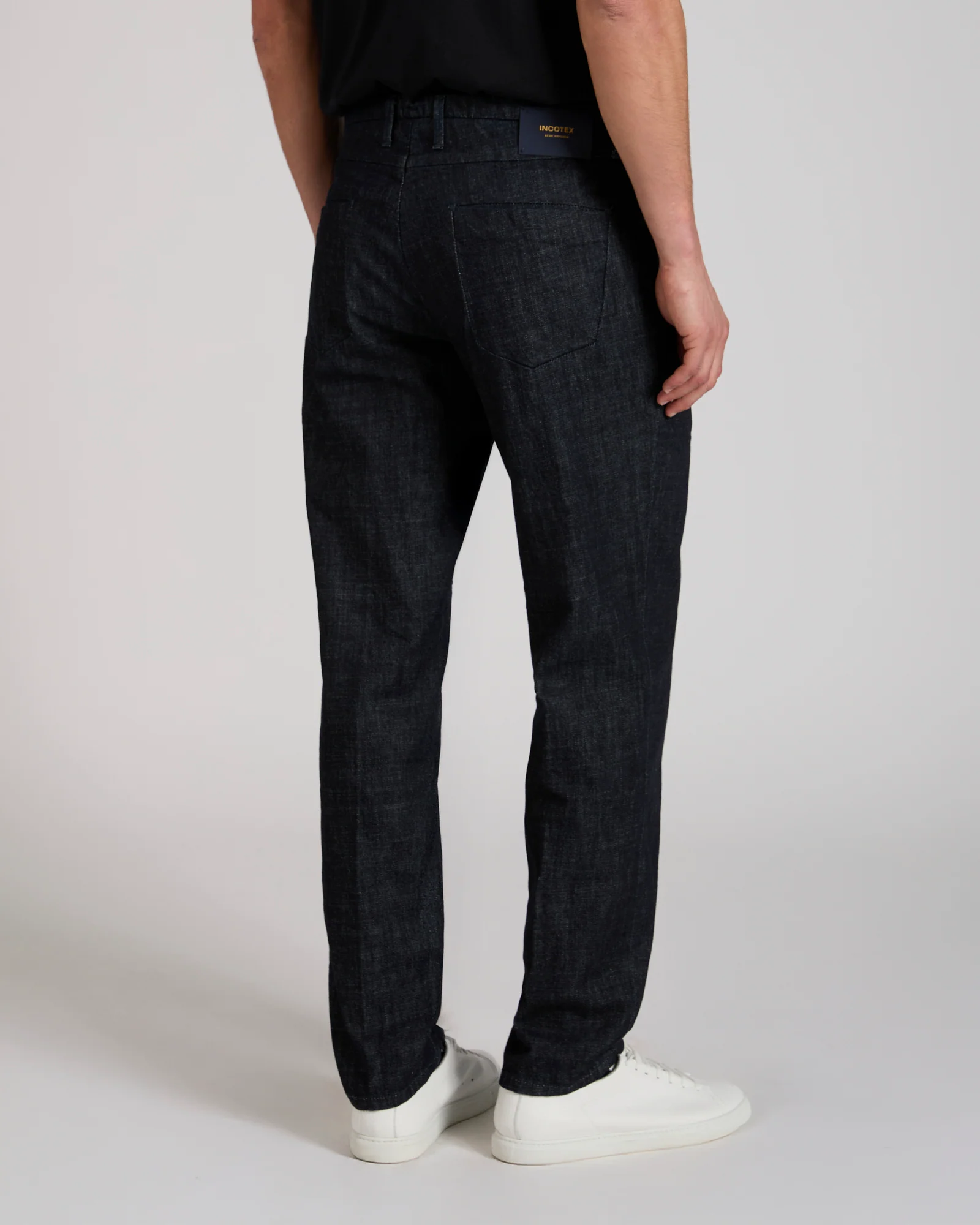 Tapered fit stretch denim trousers - Image 3