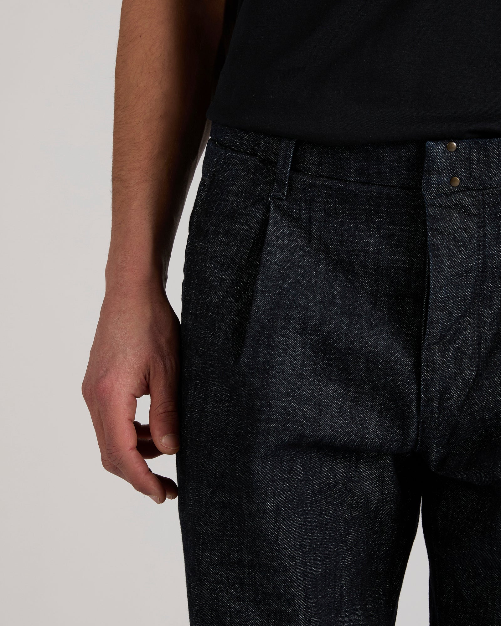 Tapered fit stretch denim trousers - Image 4