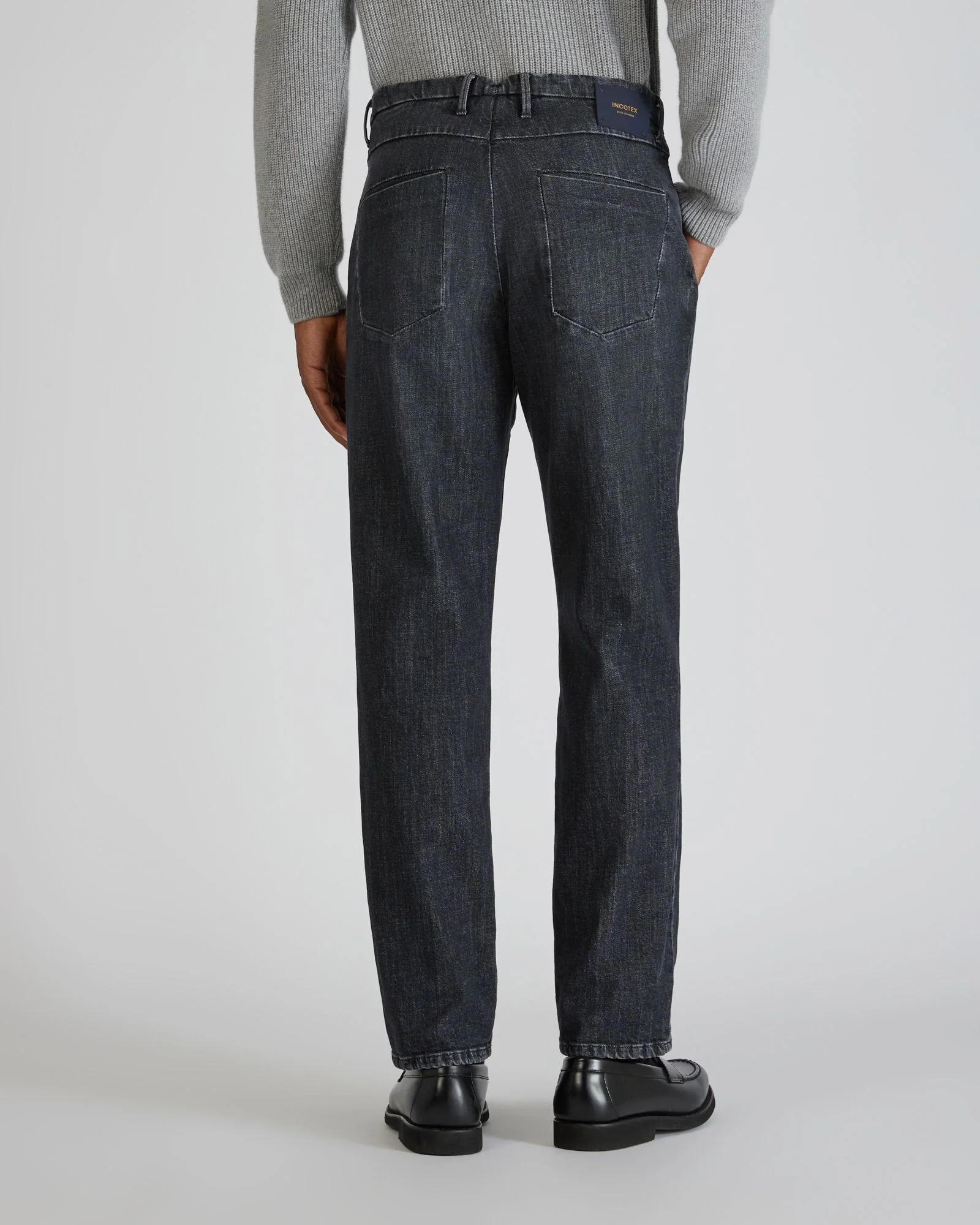 Tapered fit tailored trousers in cotton denim - Image 3
