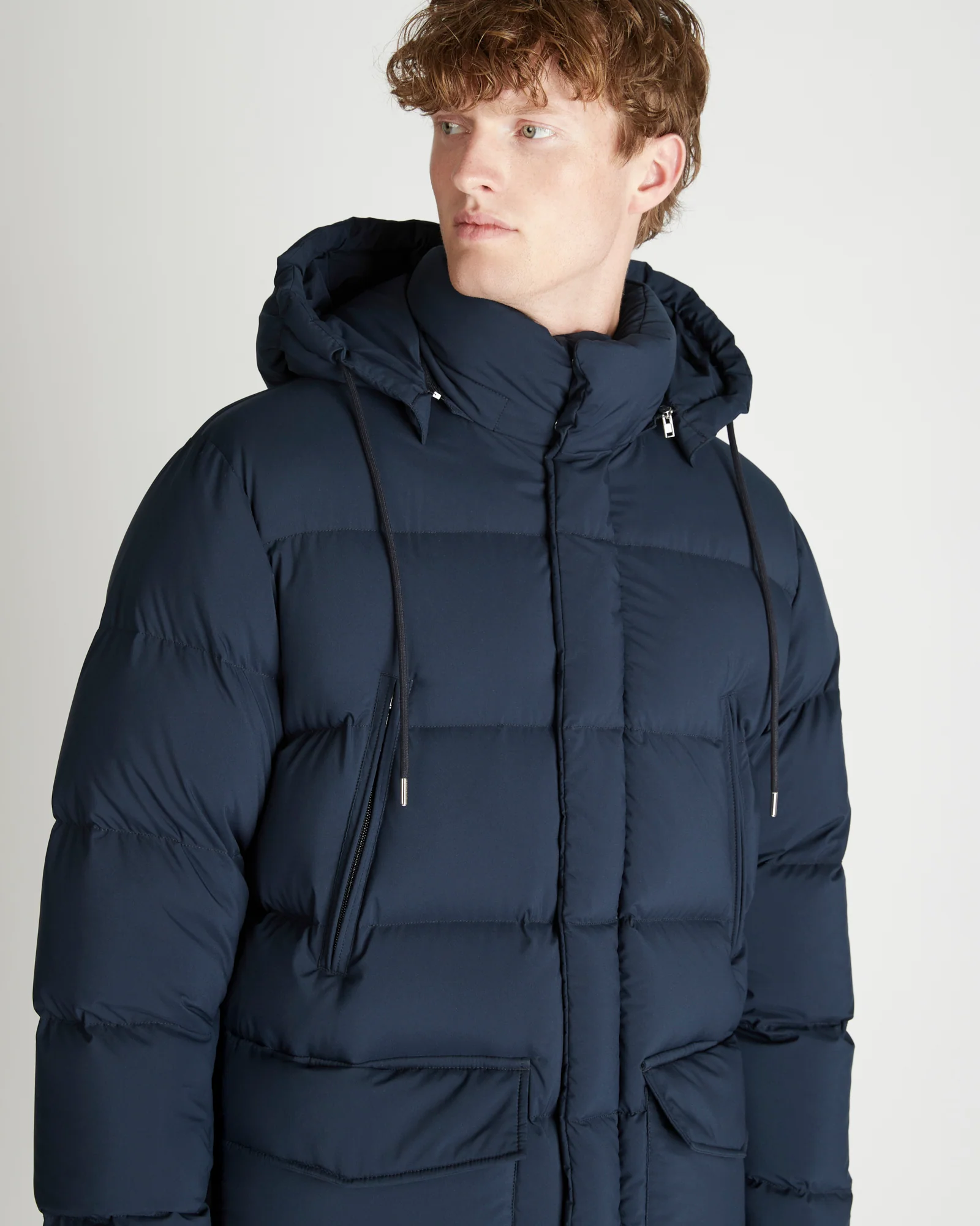 Technical fabric padded long down jacket - Image 4