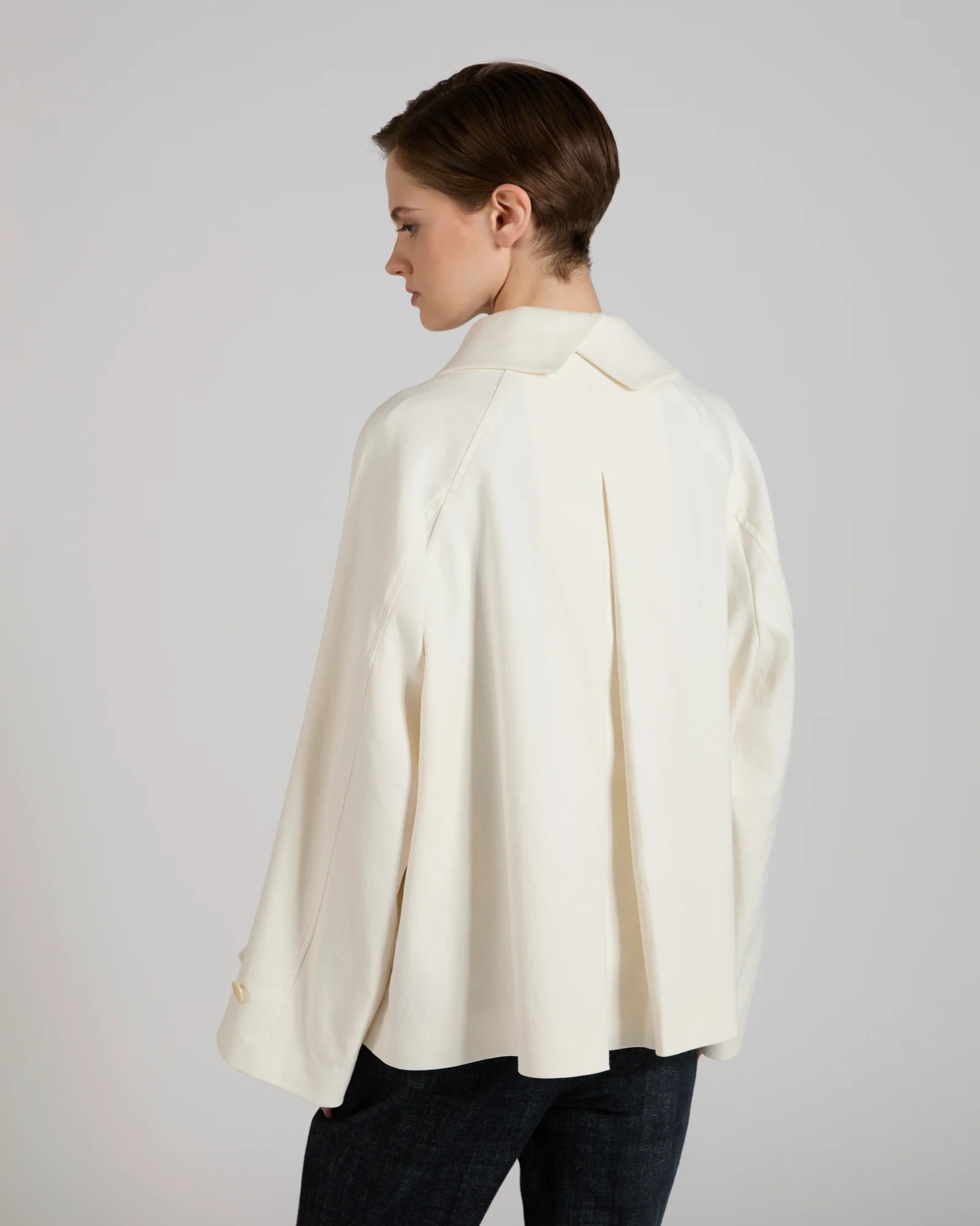 Wide fit caban jacket in cotton and linen panama - Image 3