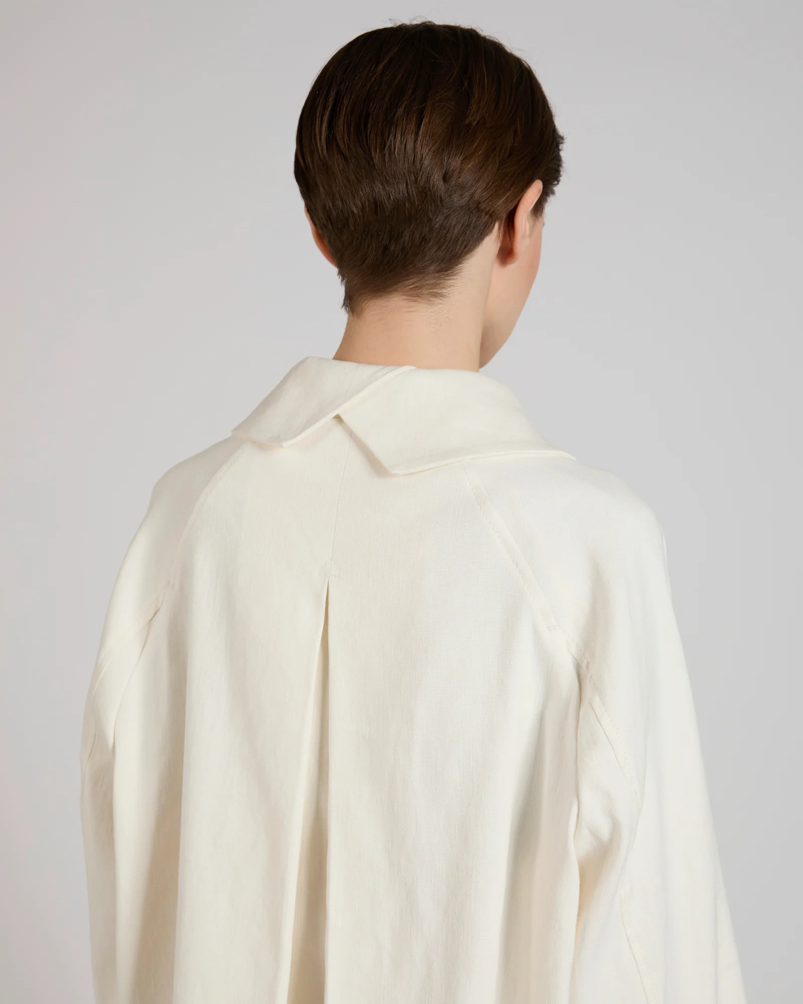 Wide fit caban jacket in cotton and linen panama - Image 4