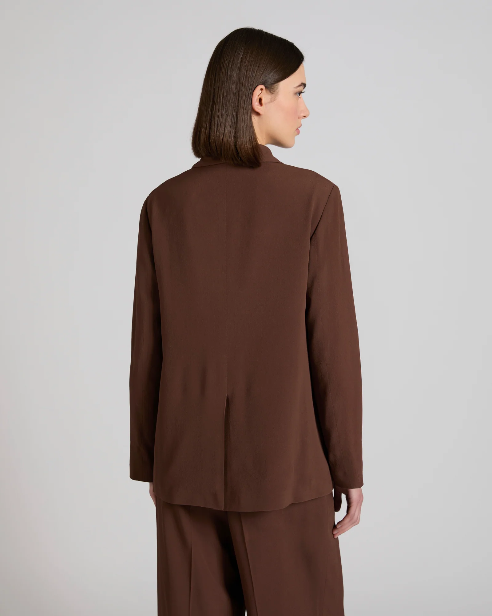 Wide fit jacket in silk-blend crêpe de chine - Image 3