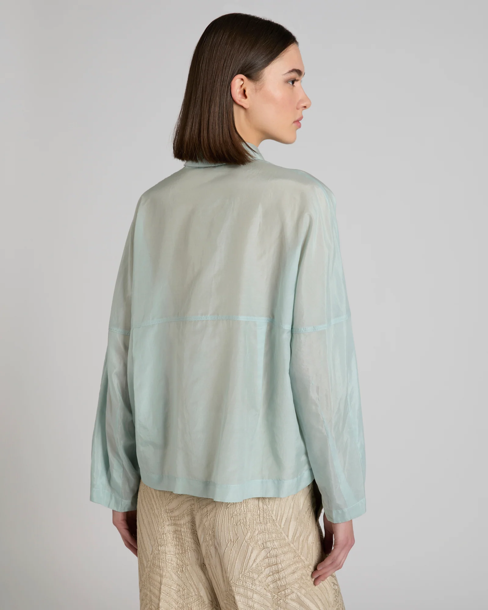 Wide fit shirt in silk and cotton muslin - Image 3