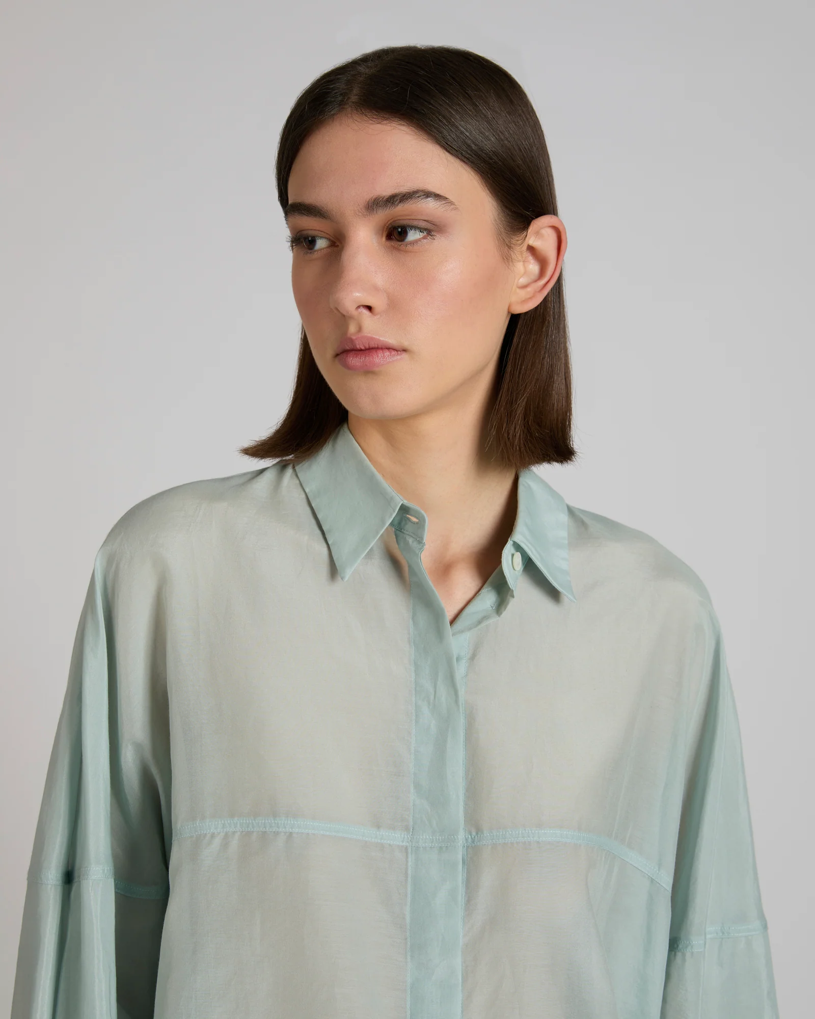 Wide fit shirt in silk and cotton muslin - Image 4