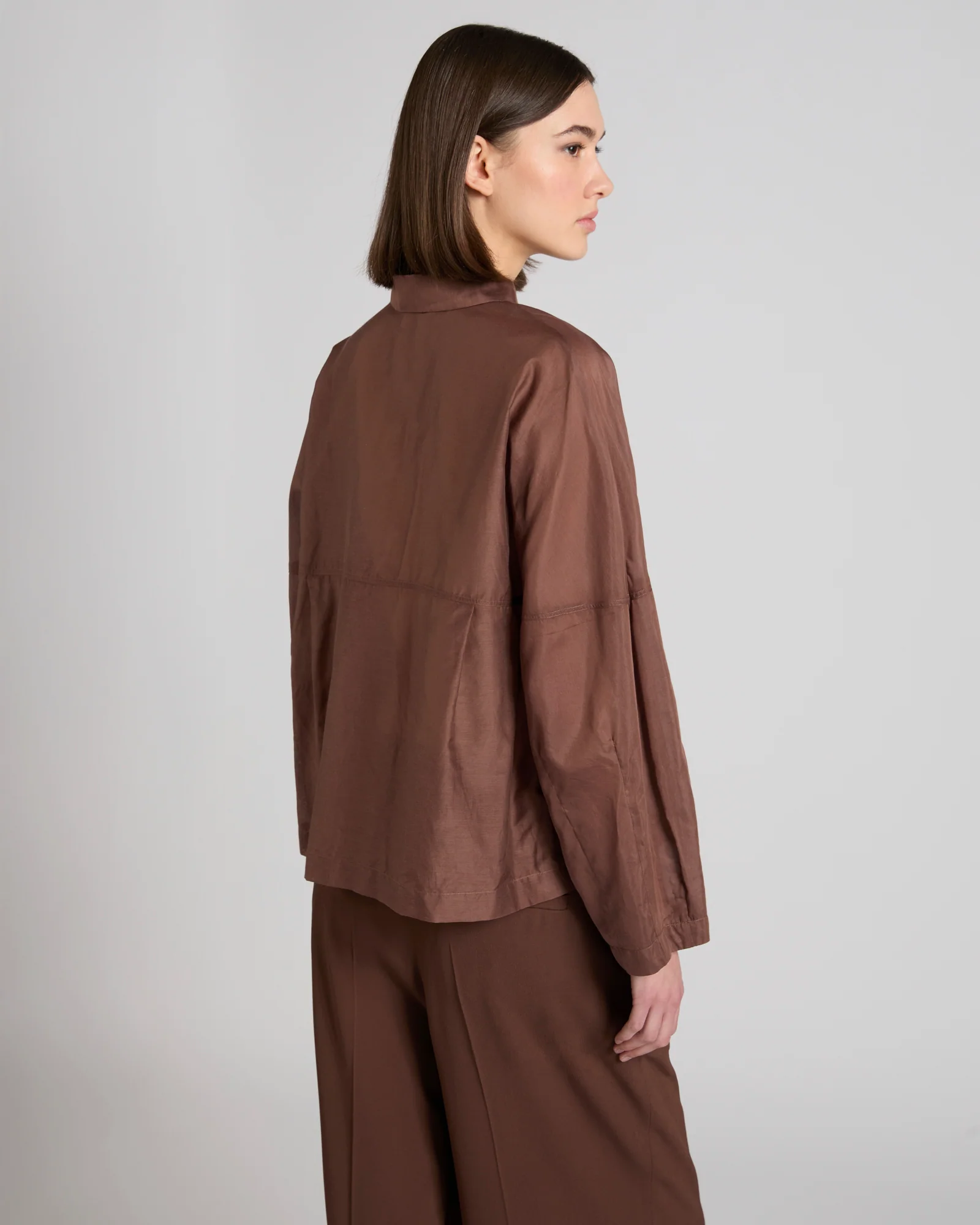 Wide fit shirt in silk and cotton muslin - Image 3