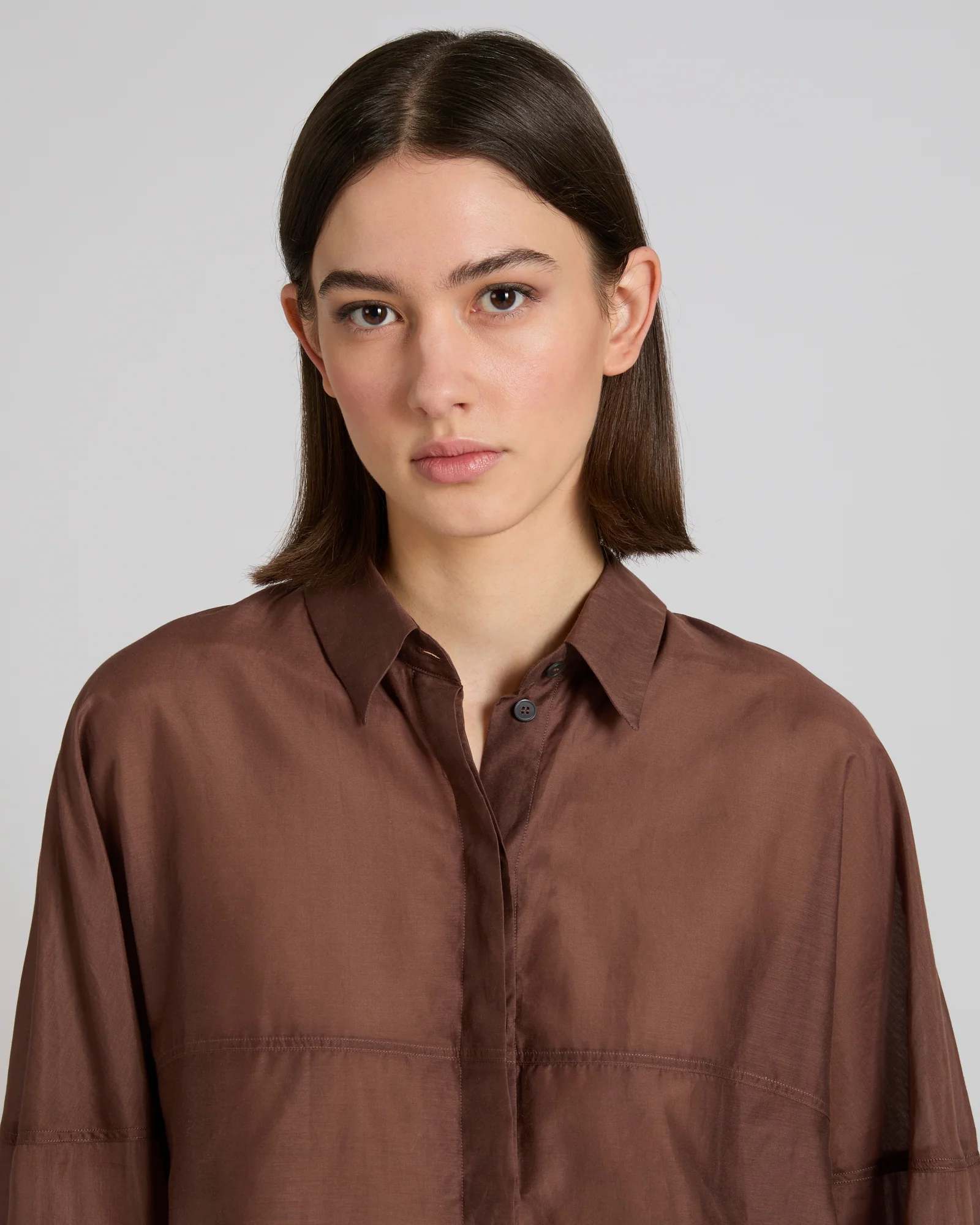 Wide fit shirt in silk and cotton muslin - Image 4