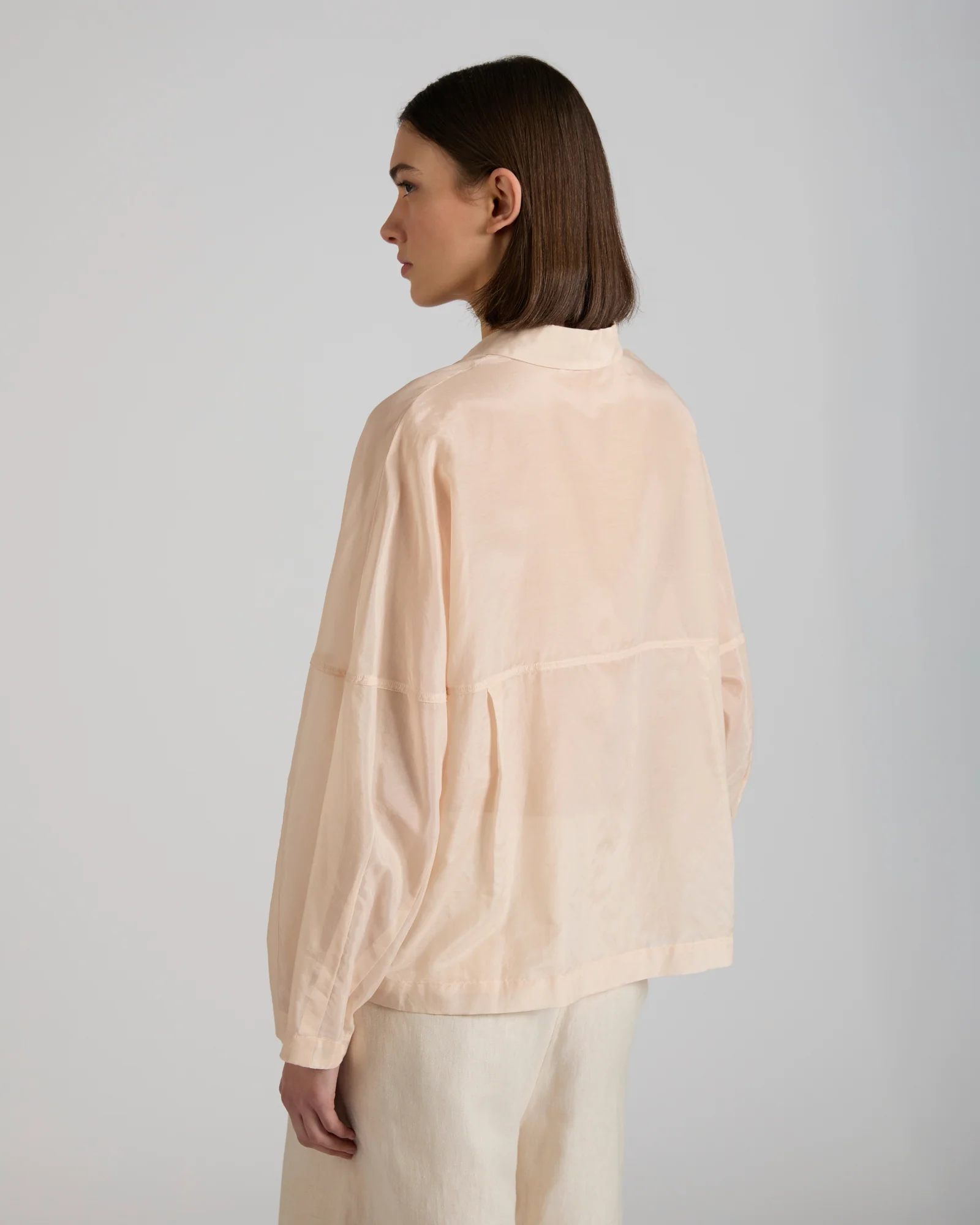 Wide fit shirt in silk and cotton muslin - Image 3