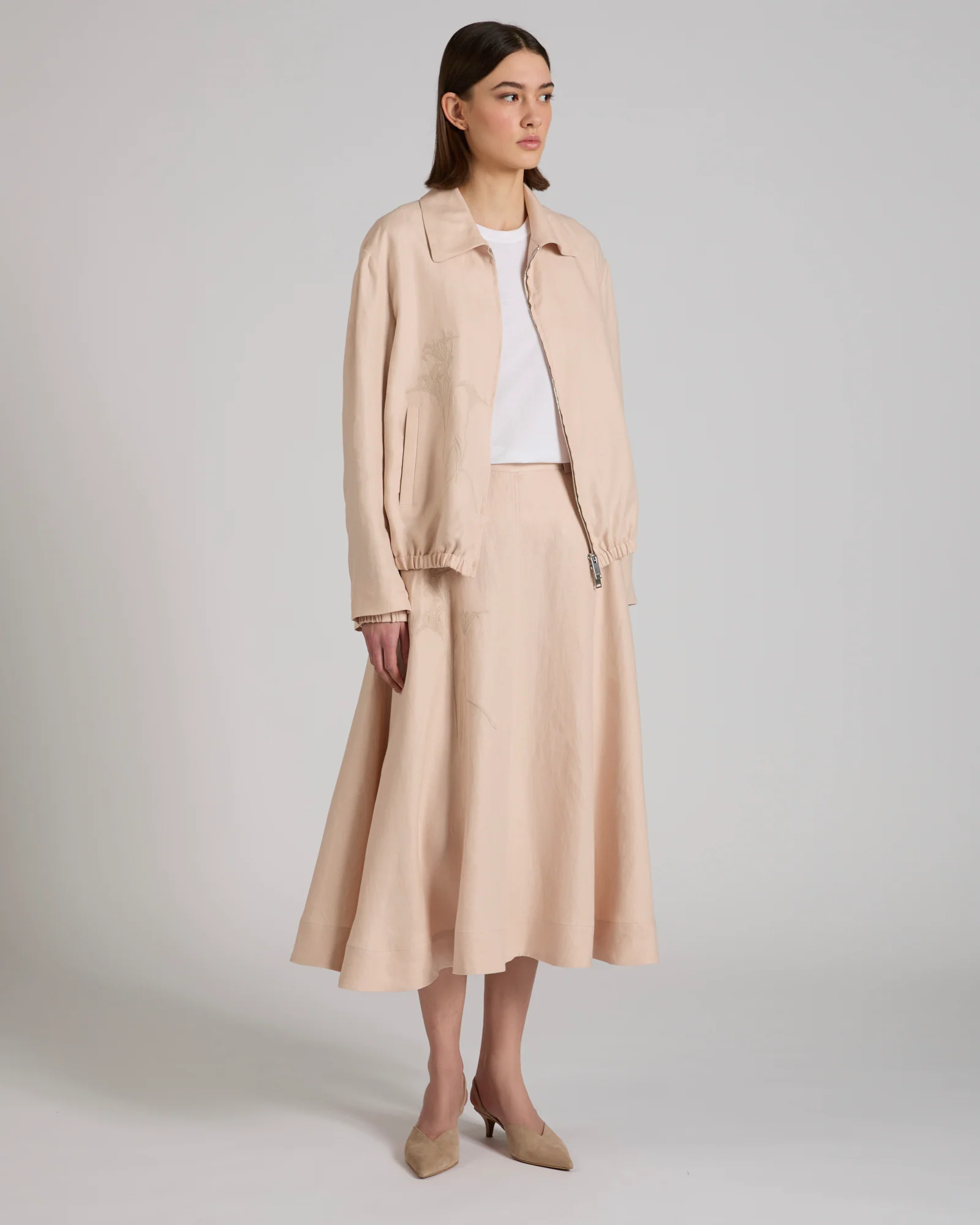 Wide fit skirt in linen - Image 5