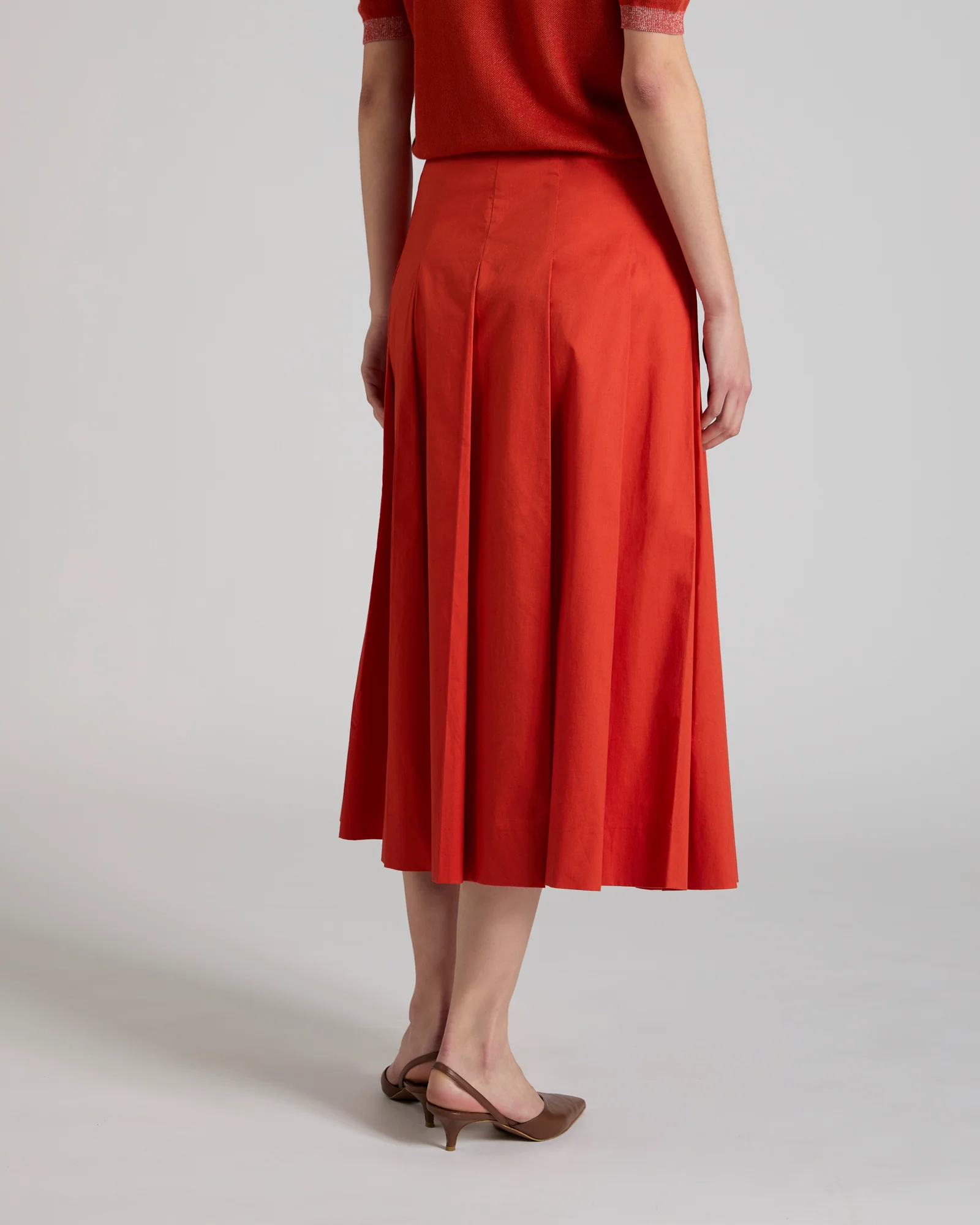 Wide fit skirt in stretch cotton - Image 3